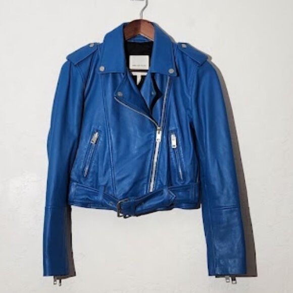 Avec Les Filles Women's Cropped Genuine Leather Jacket Size Small - Picture 1 of 5